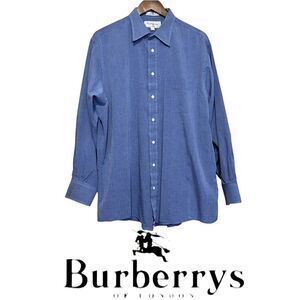Vintage Burberry Mens Cotton Button Down Shirt Neck 17.5 Sleeve 34